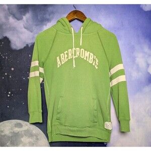 Abercrombie & Fitch Green Distressed Hoodie Womens Large Y2K Varsity Pullover